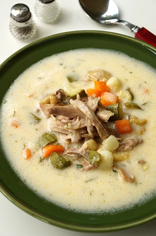 Soup with chicken necks and vegetables